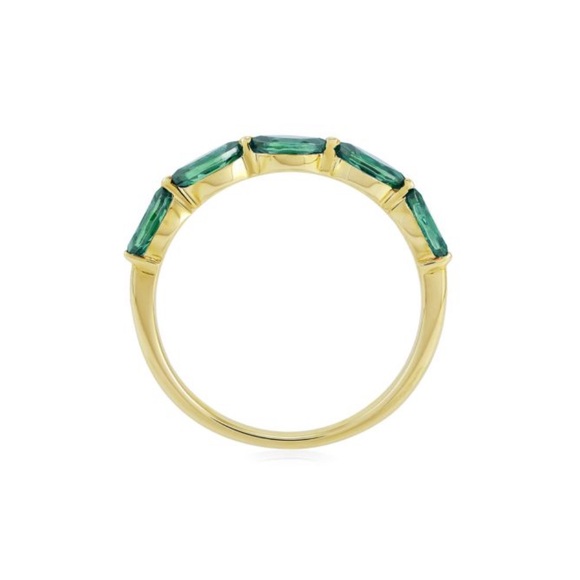 14K Yellow Gold, REAL DIAMOND and EMERALD Band Ring - Picture 8 of 9